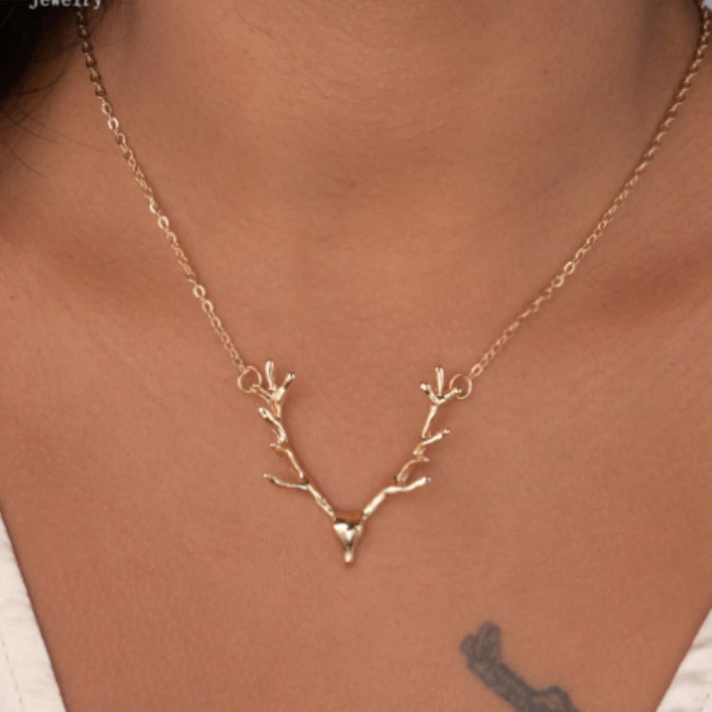 "I Love You Deerly" Minimalist Boho AntlerNecklace - Picture 5 of 5